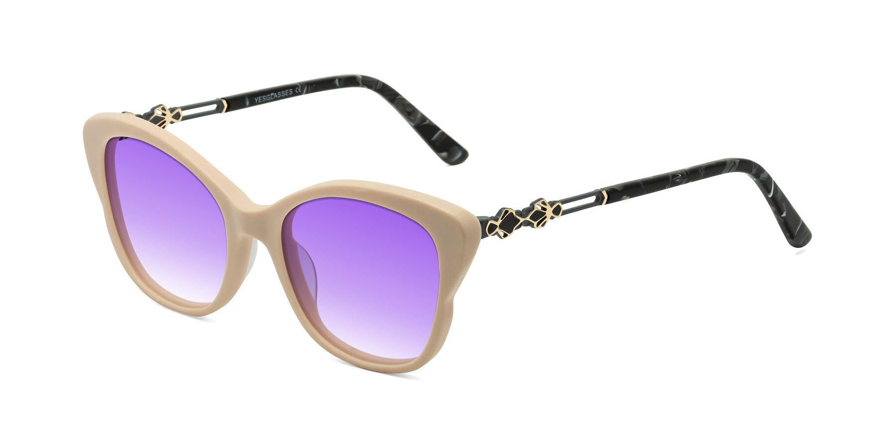 Angle of Azalea in Ivory pink with Purple Gradient Lenses