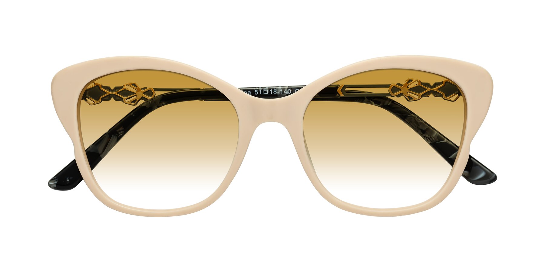 Folded Front of Azalea in Ivory pink with Champagne Gradient Lenses