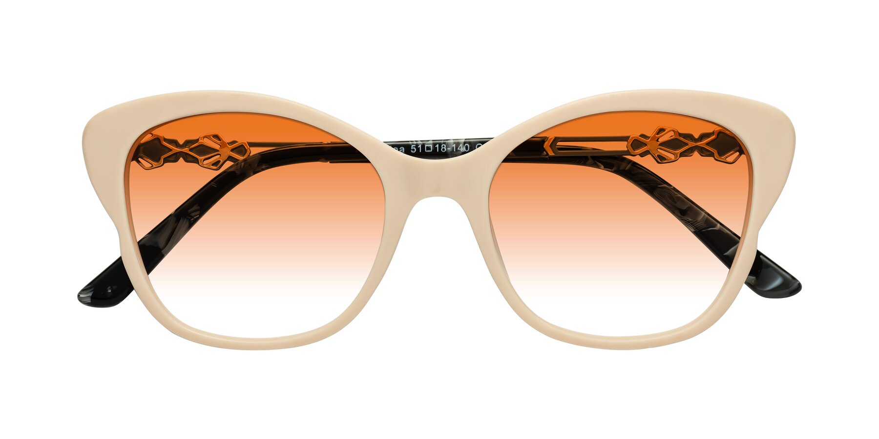 Folded Front of Azalea in Ivory pink with Orange Gradient Lenses