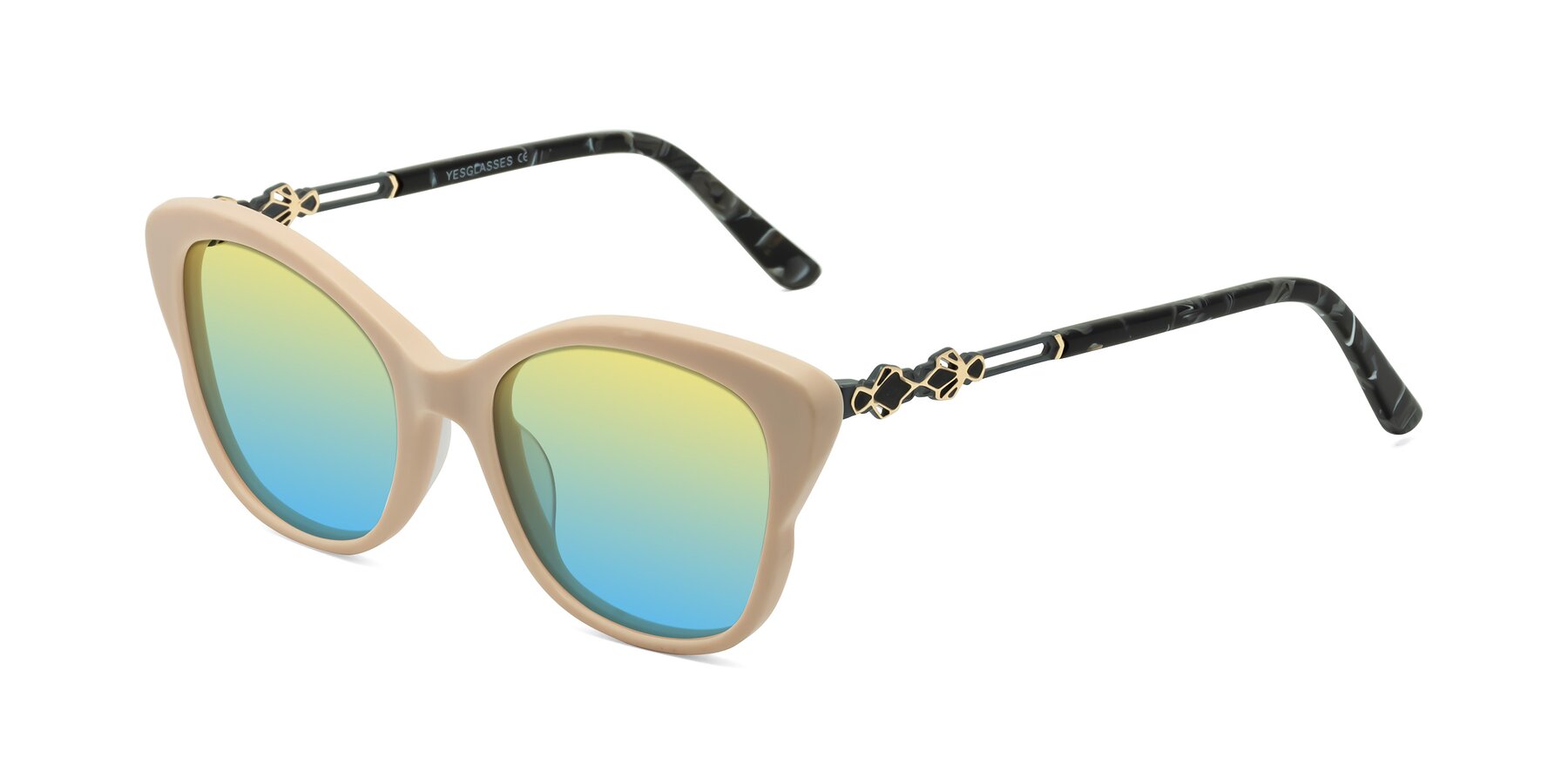 Angle of Azalea in Ivory pink with Yellow / Blue Gradient Lenses