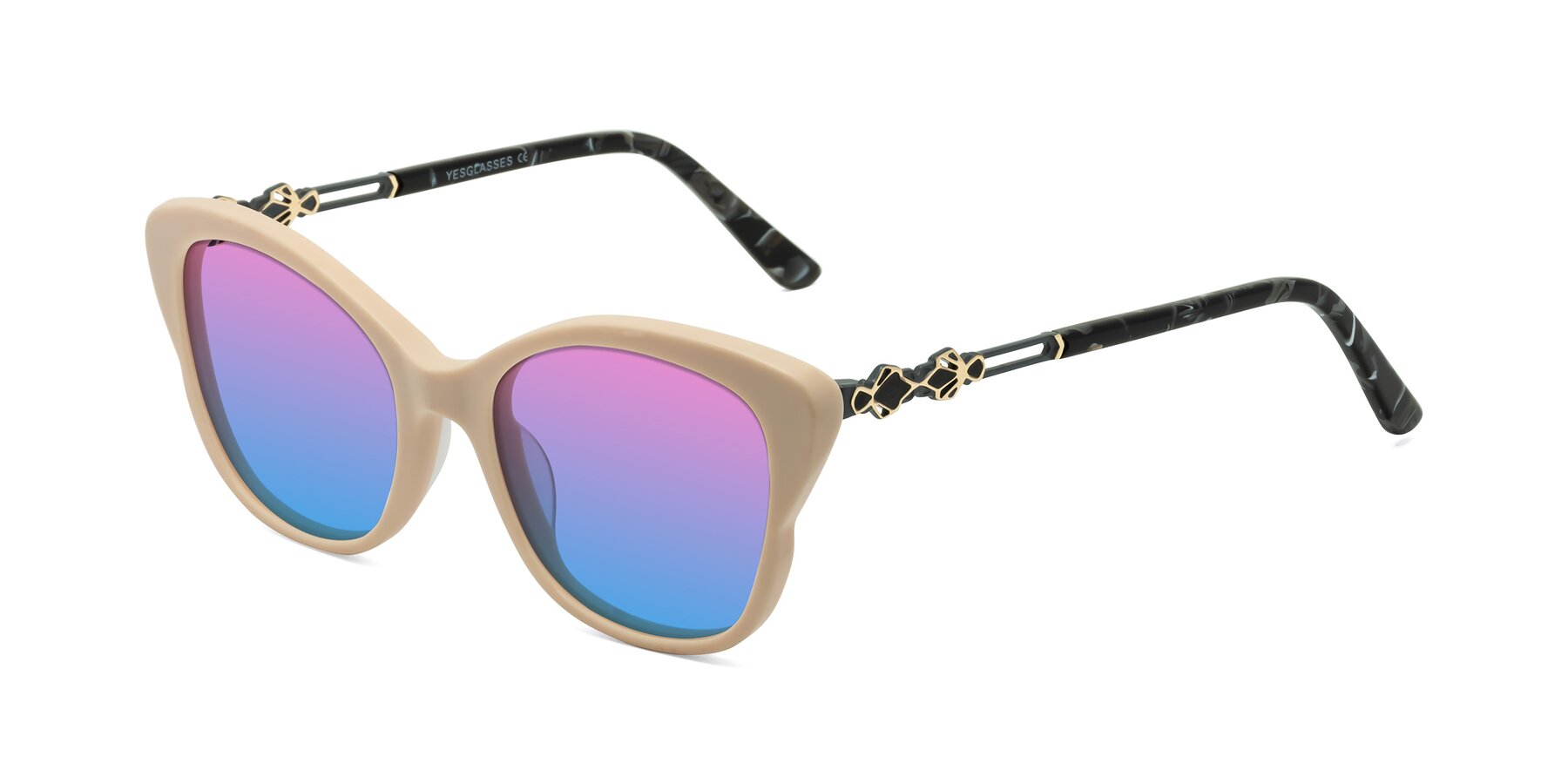 Angle of Azalea in Ivory pink with Pink / Blue Gradient Lenses