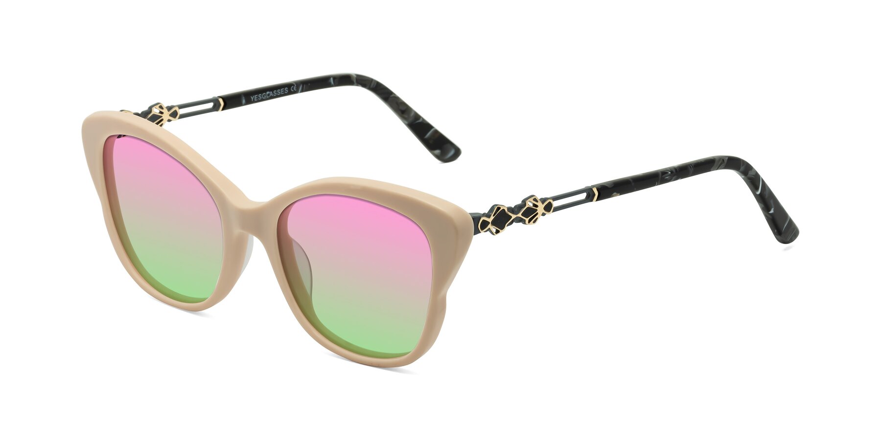 Angle of Azalea in Ivory pink with Pink / Green Gradient Lenses