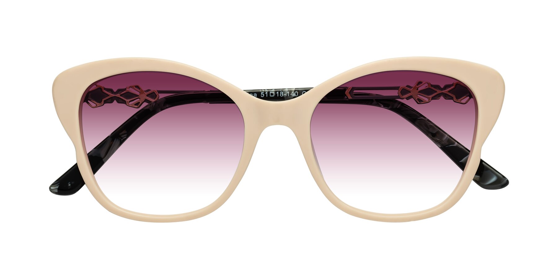 Folded Front of Azalea in Ivory pink with Wine Gradient Lenses