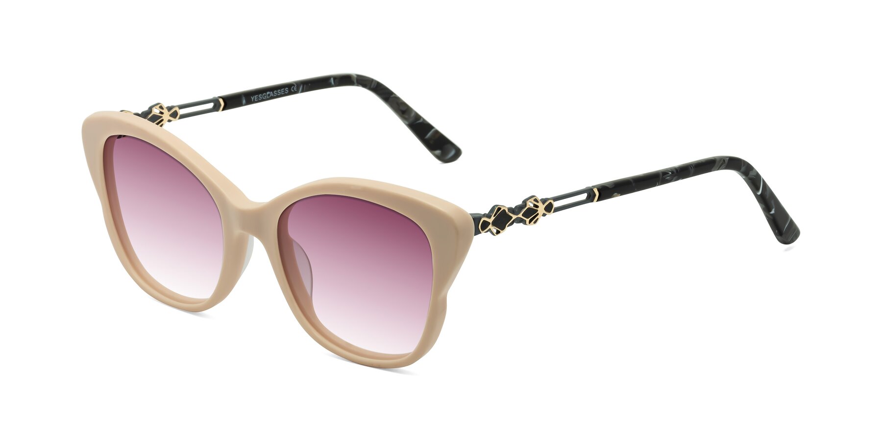 Angle of Azalea in Ivory pink with Wine Gradient Lenses