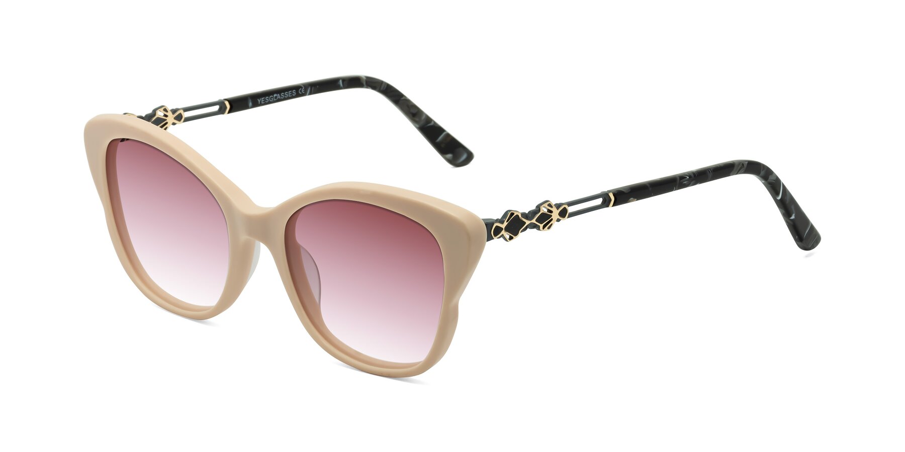 Angle of Azalea in Ivory pink with Garnet Gradient Lenses