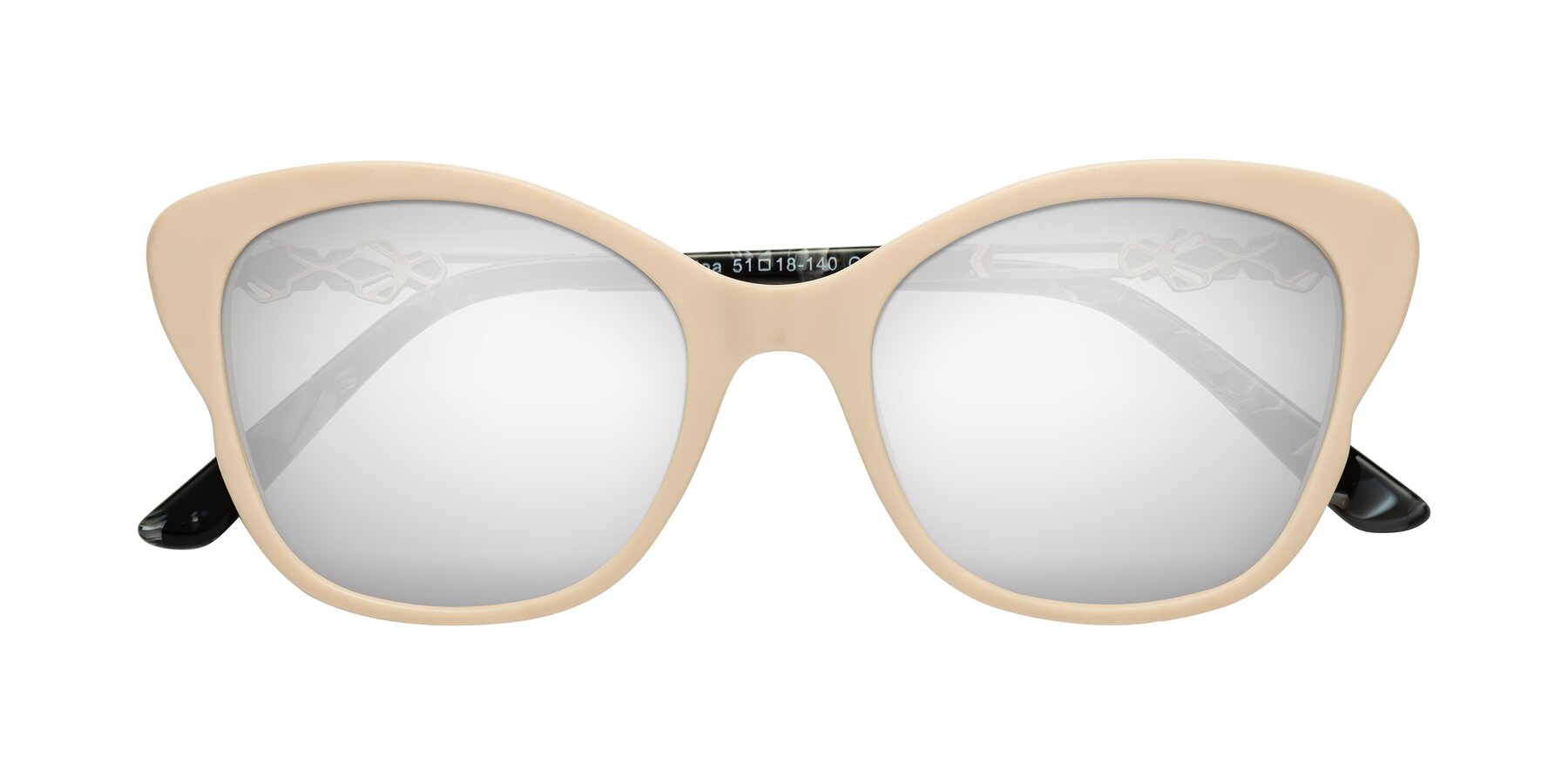 Folded Front of Azalea in Ivory pink with Silver Mirrored Lenses