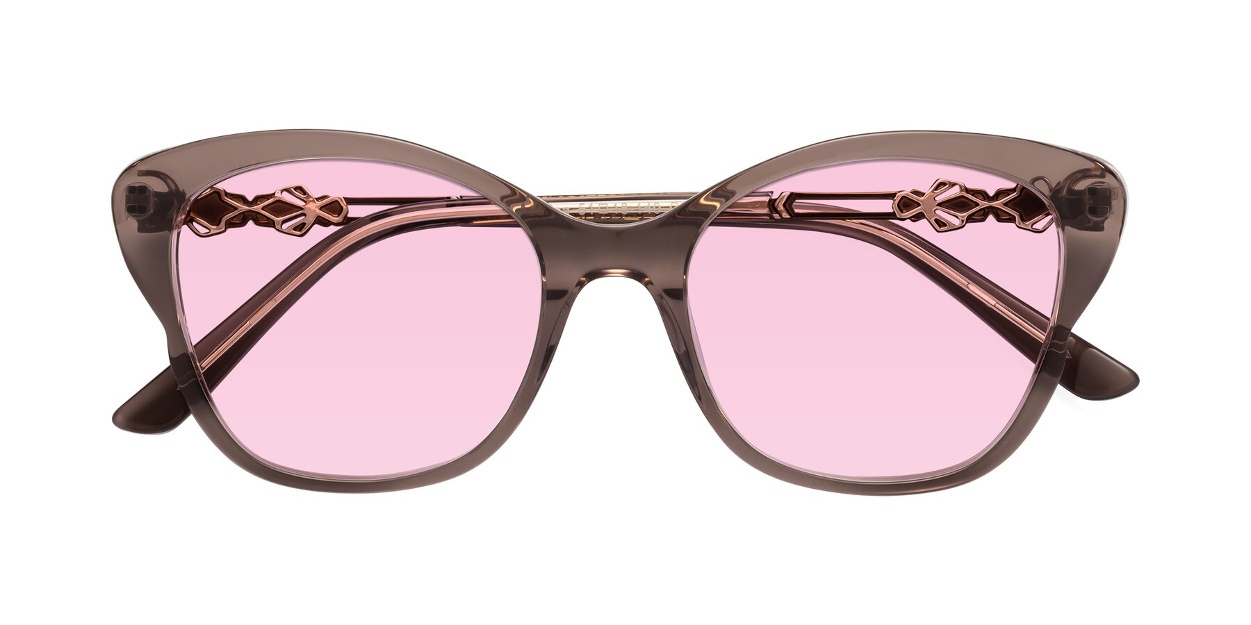 Folded Front of Azalea in Rose Taupe with Light Pink Tinted Lenses