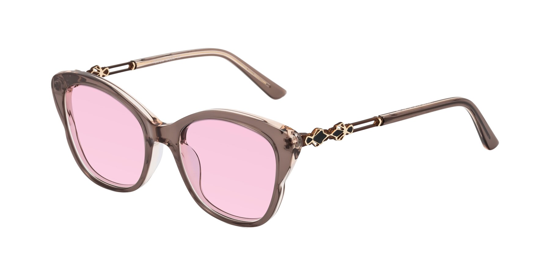 Angle of Azalea in Rose Taupe with Light Pink Tinted Lenses