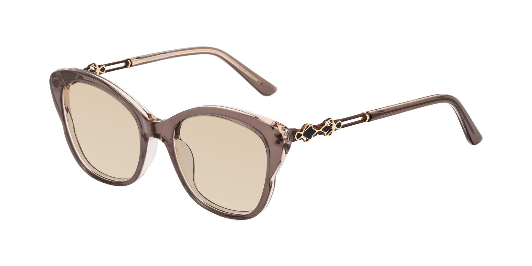 Angle of Azalea in Rose Taupe with Light Brown Tinted Lenses