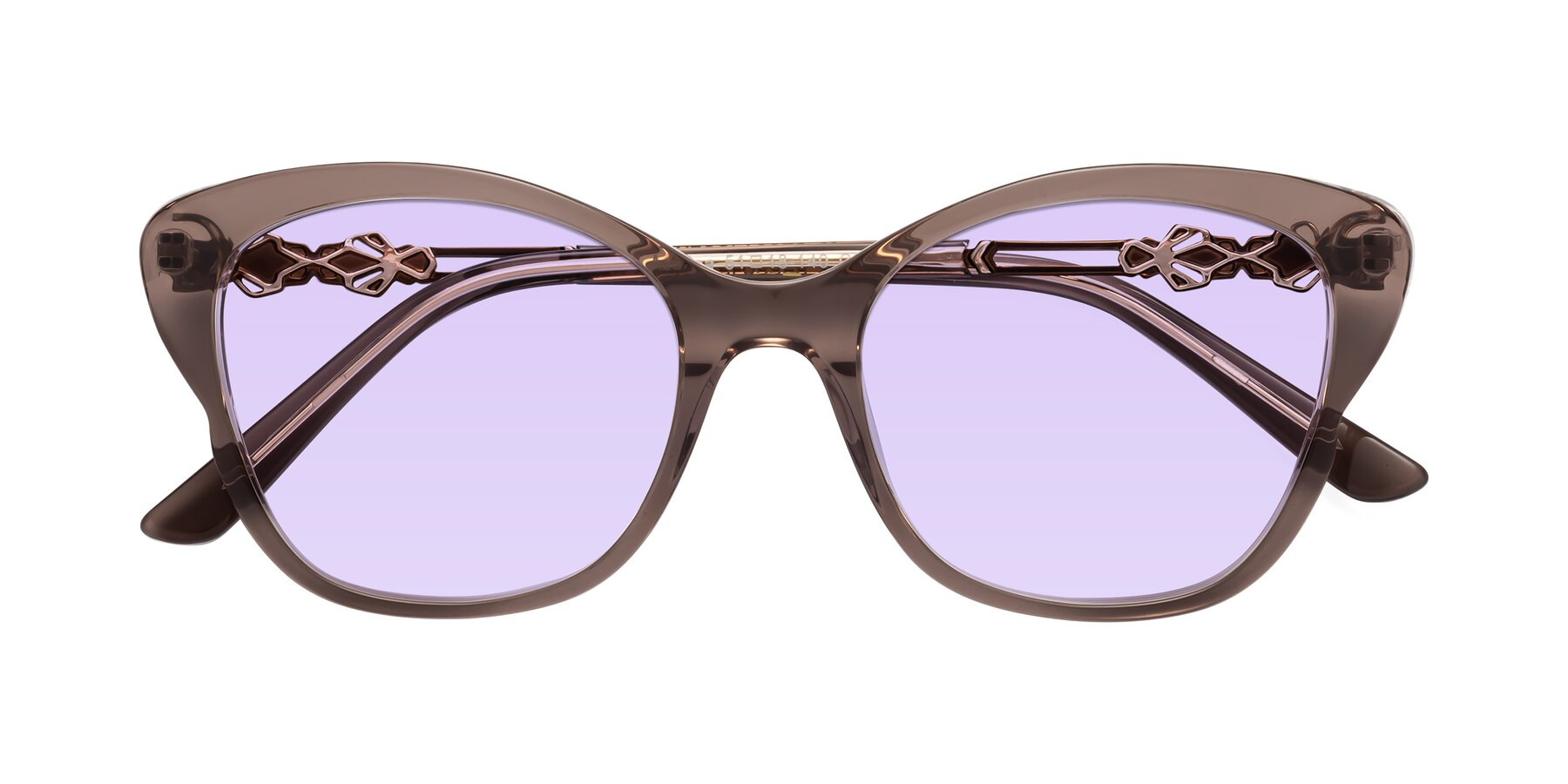 Folded Front of Azalea in Rose Taupe with Light Purple Tinted Lenses