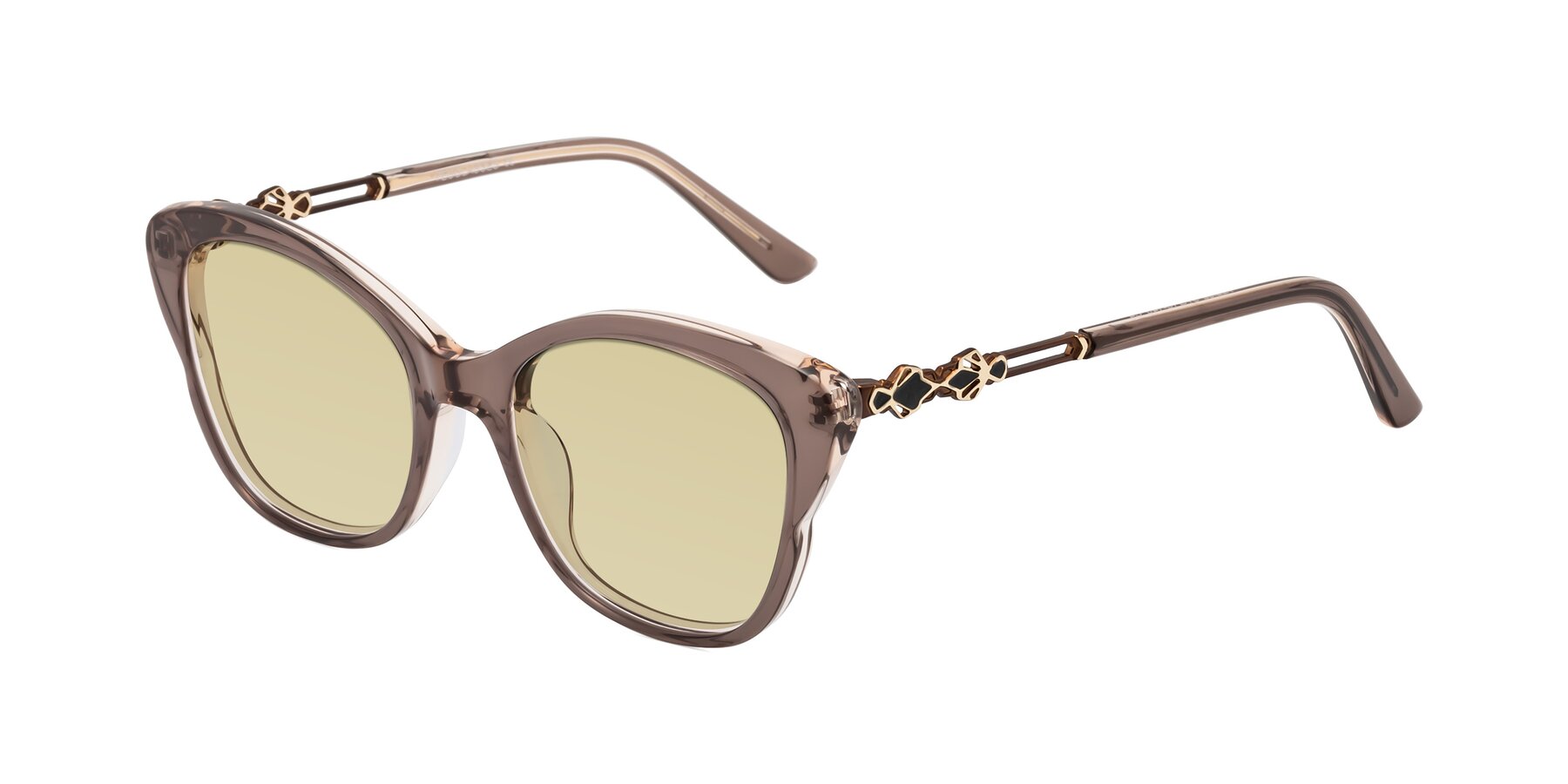 Angle of Azalea in Rose Taupe with Light Champagne Tinted Lenses