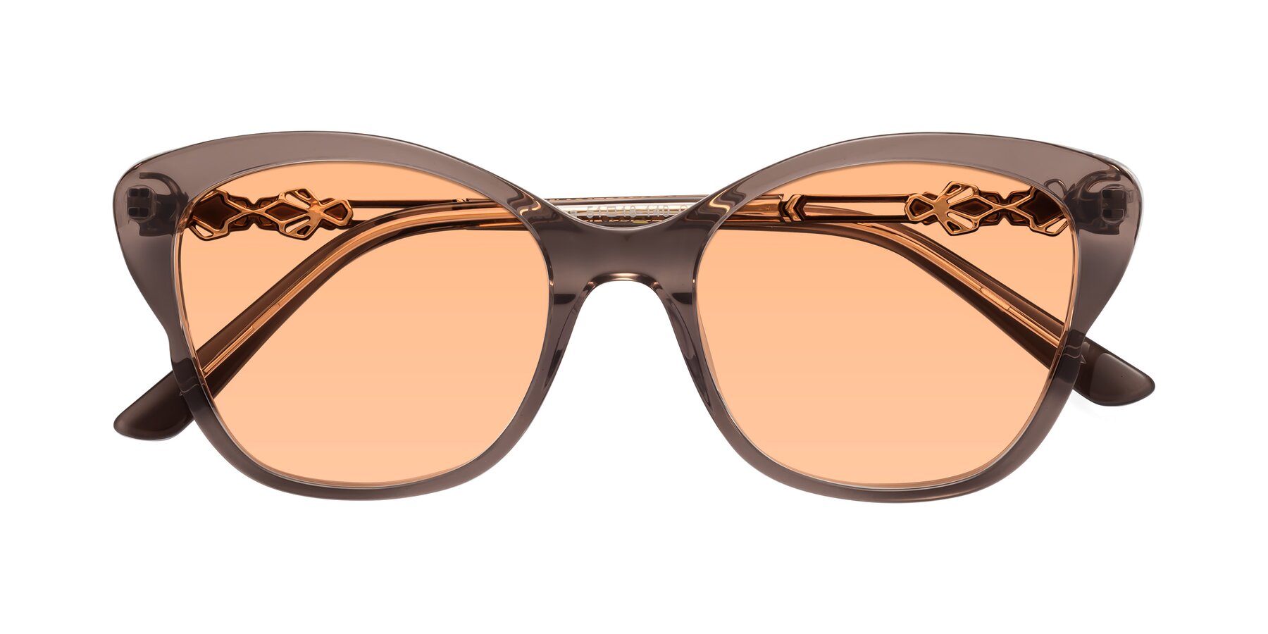 Folded Front of Azalea in Rose Taupe with Light Orange Tinted Lenses