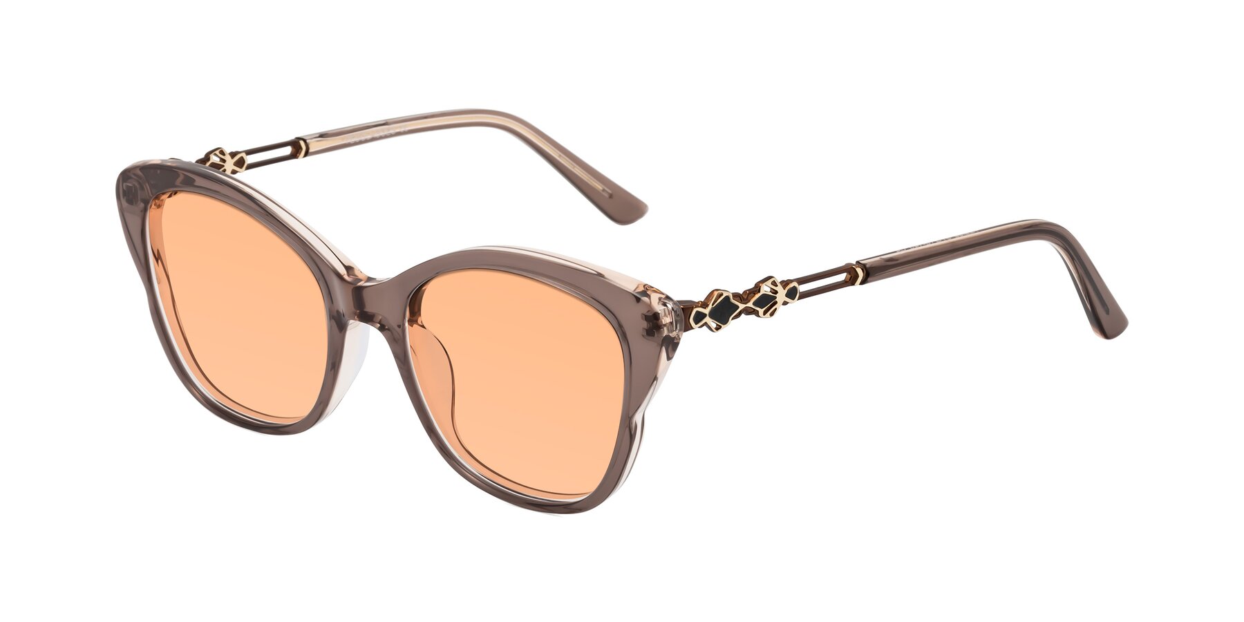 Angle of Azalea in Rose Taupe with Light Orange Tinted Lenses