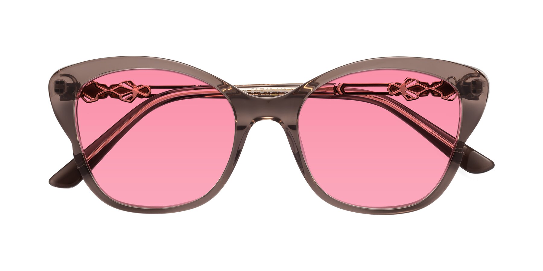 Folded Front of Azalea in Rose Taupe with Pink Tinted Lenses