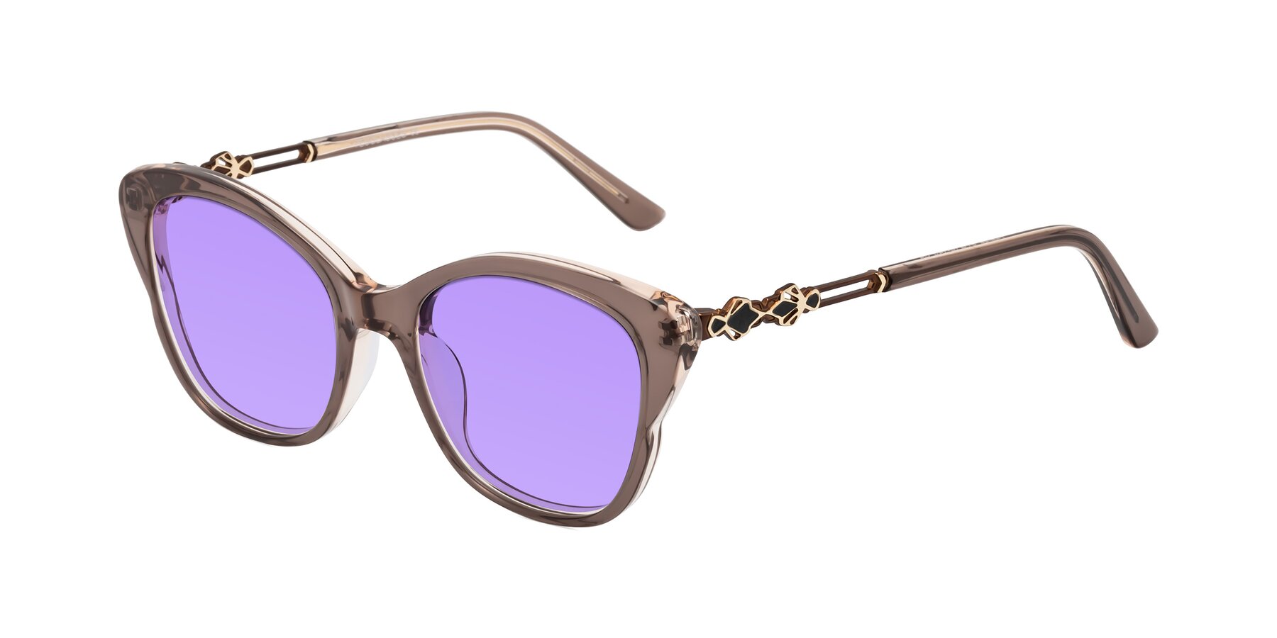 Angle of Azalea in Rose Taupe with Medium Purple Tinted Lenses