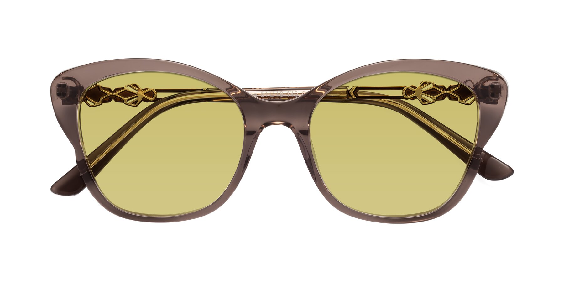 Folded Front of Azalea in Rose Taupe with Medium Champagne Tinted Lenses