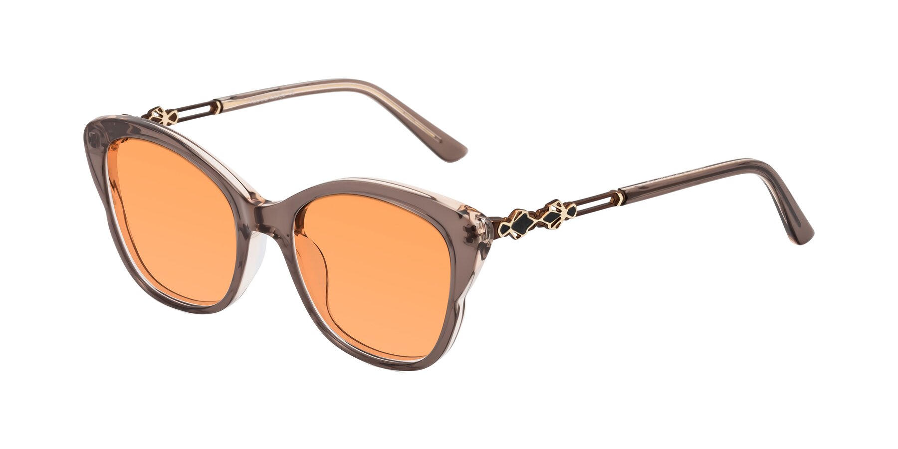 Angle of Azalea in Rose Taupe with Medium Orange Tinted Lenses