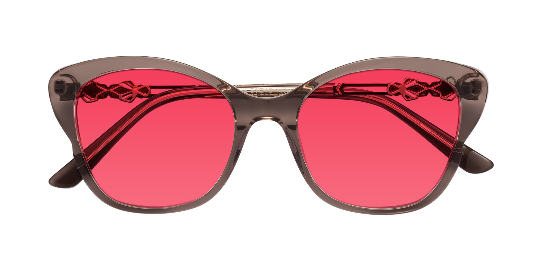 Folded Front of Azalea in Rose Taupe with Red Tinted Lenses