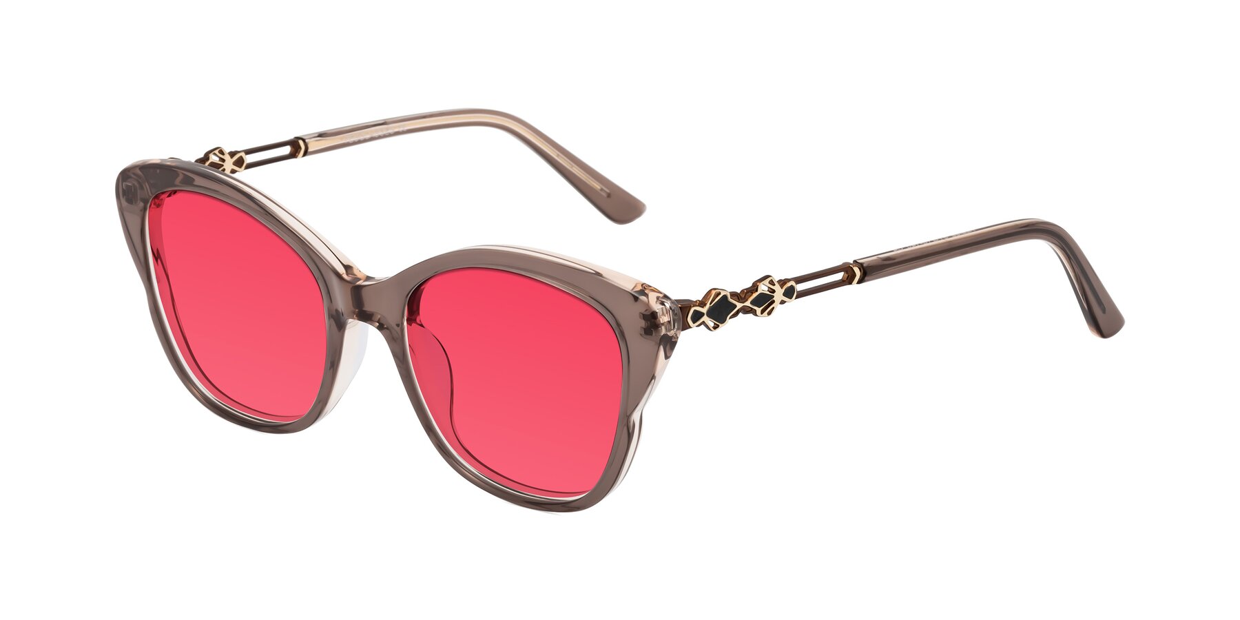 Angle of Azalea in Rose Taupe with Red Tinted Lenses