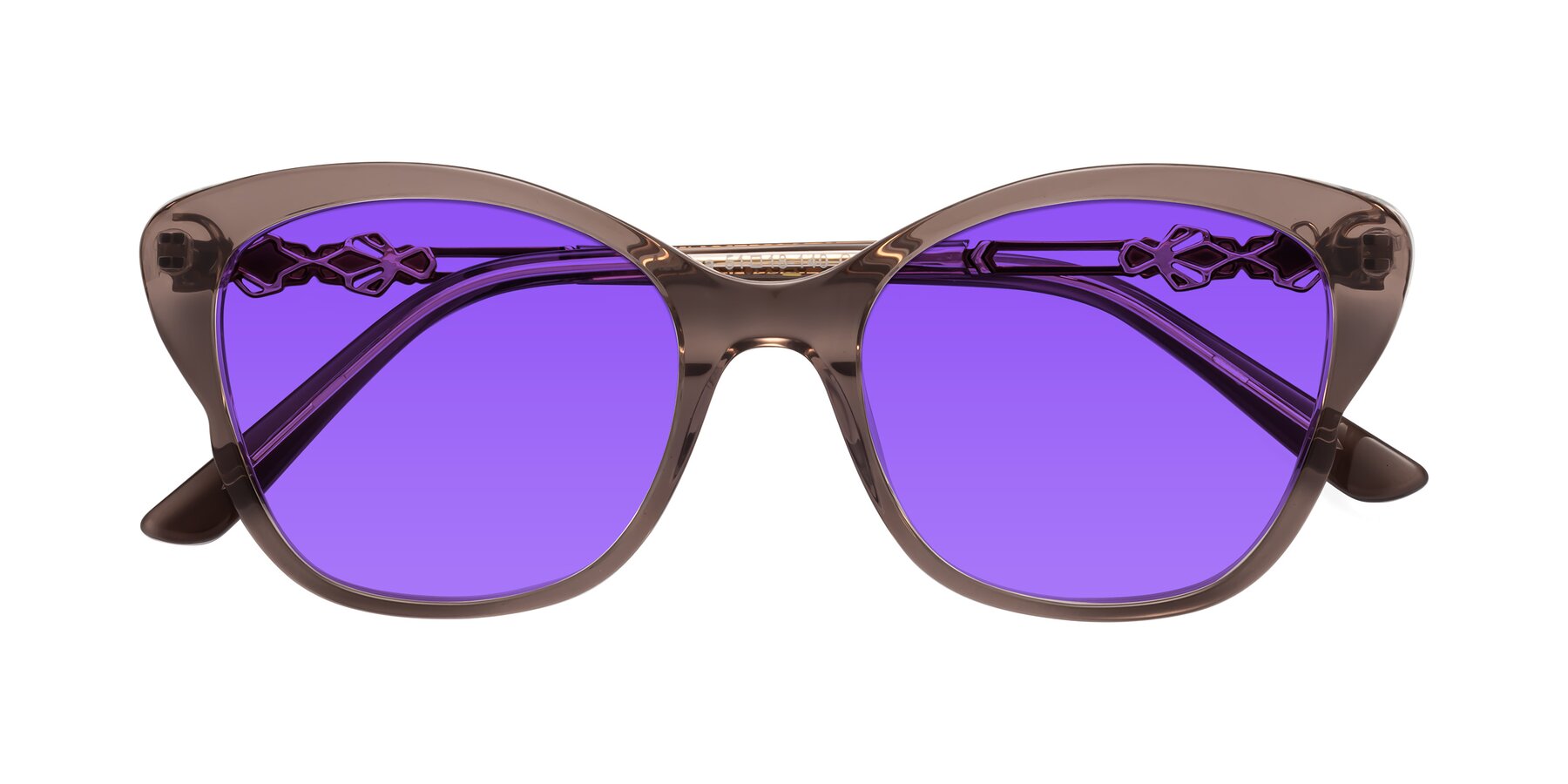 Folded Front of Azalea in Rose Taupe with Purple Tinted Lenses