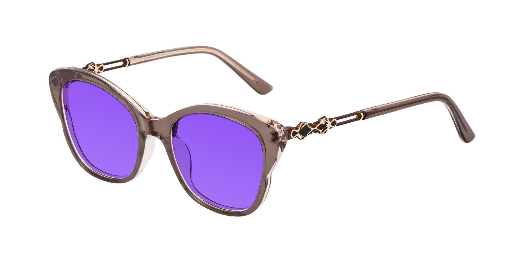 Angle of Azalea in Rose Taupe with Purple Tinted Lenses