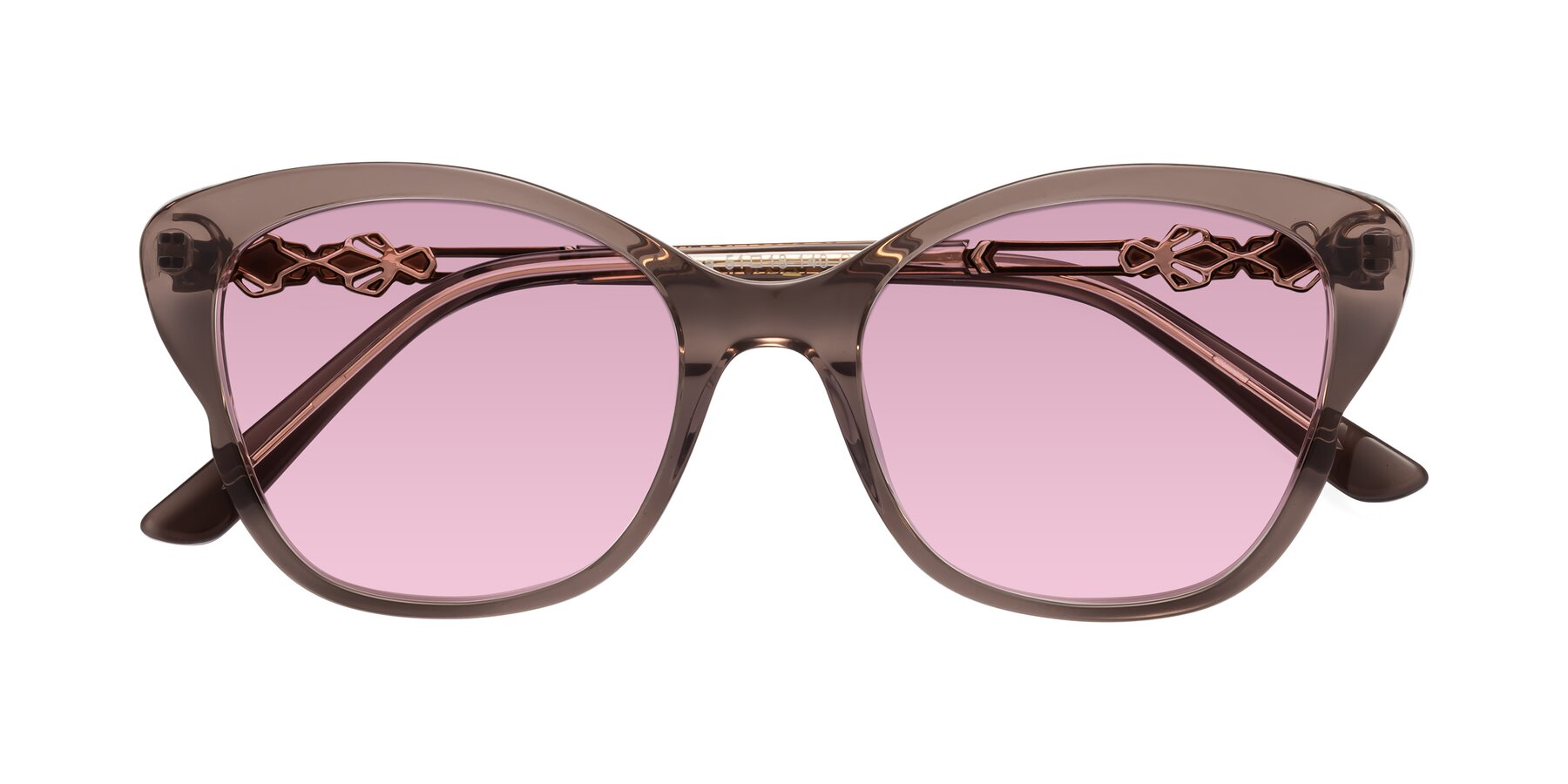 Folded Front of Azalea in Rose Taupe with Light Wine Tinted Lenses