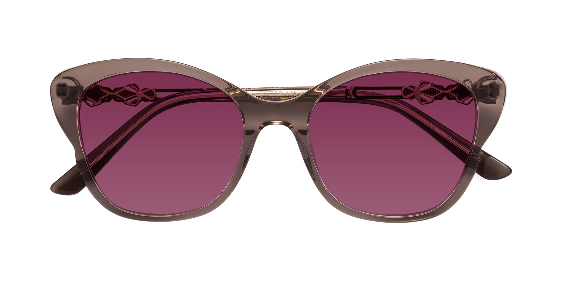 Folded Front of Azalea in Rose Taupe with Wine Tinted Lenses