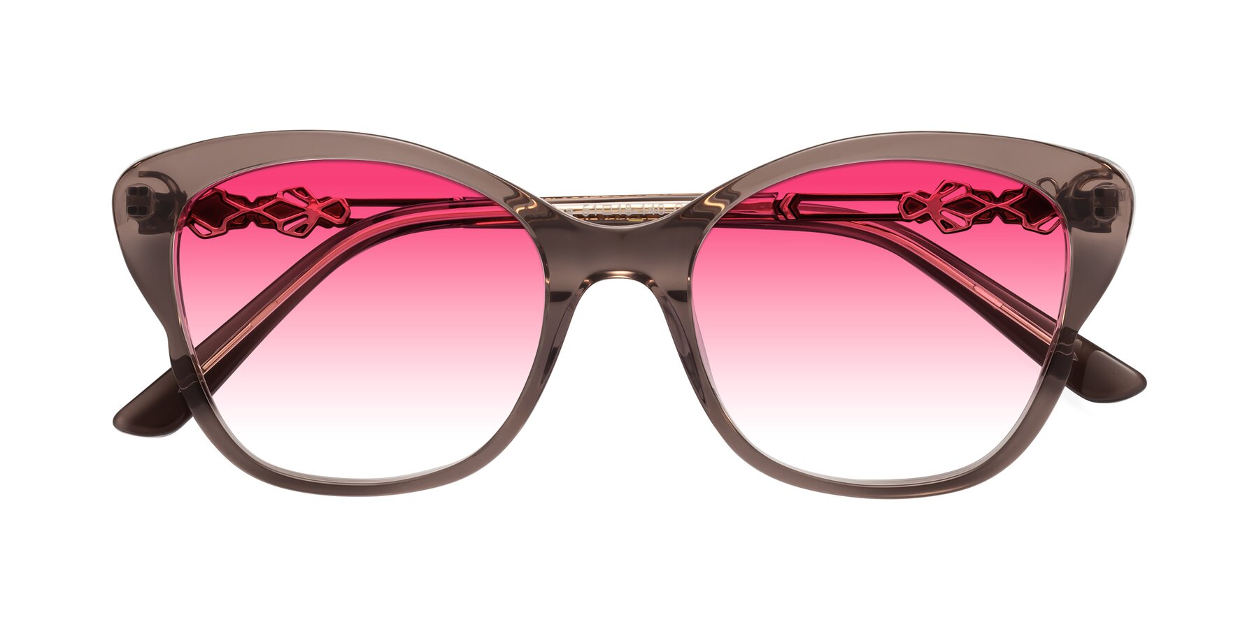 Folded Front of Azalea in Rose Taupe with Pink Gradient Lenses