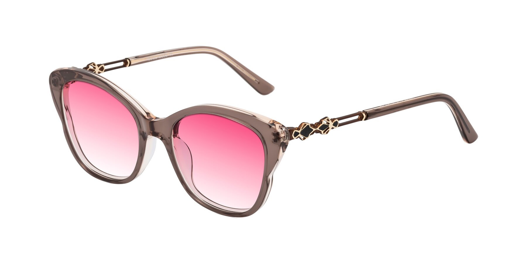 Angle of Azalea in Rose Taupe with Pink Gradient Lenses