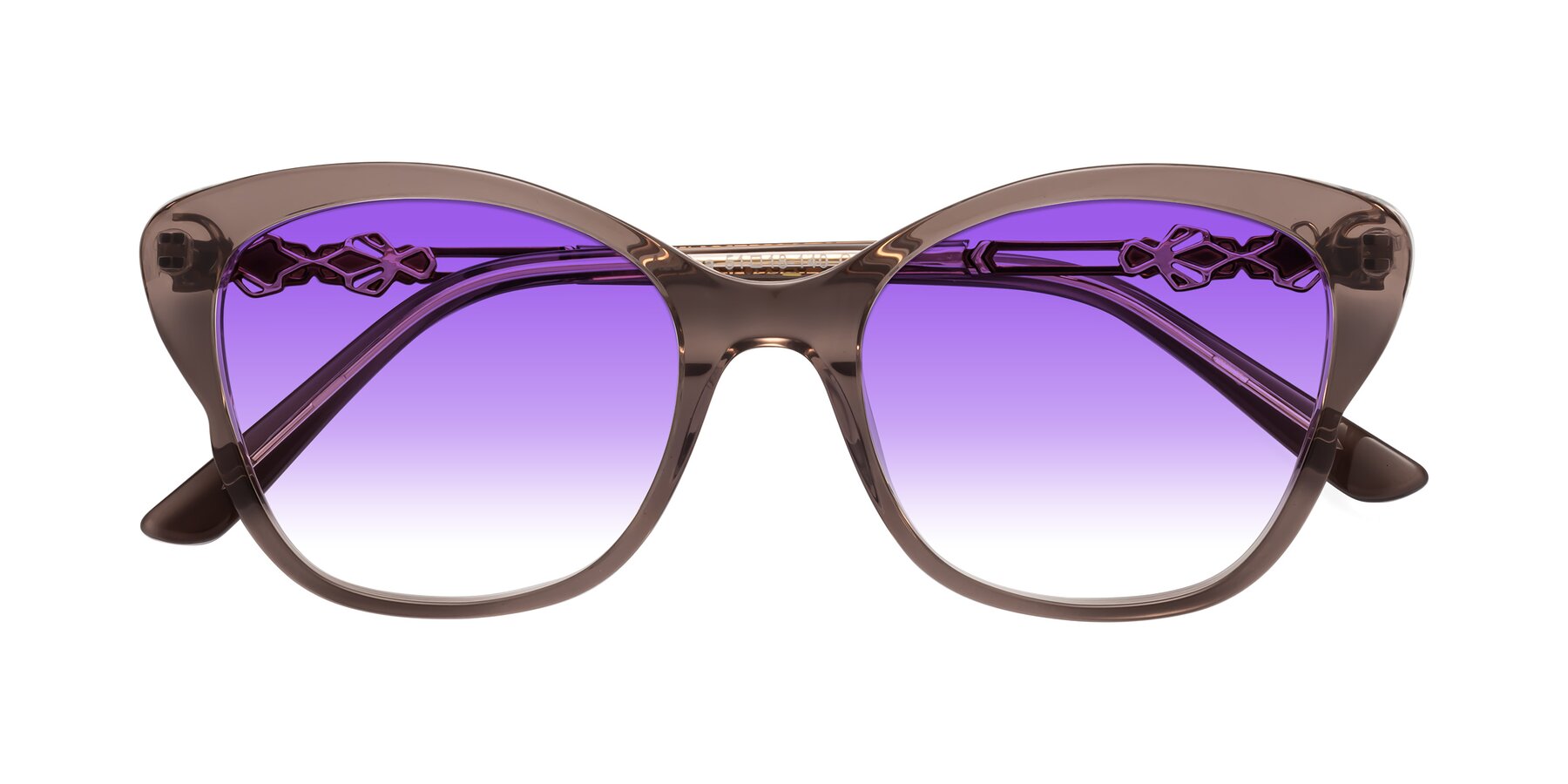 Folded Front of Azalea in Rose Taupe with Purple Gradient Lenses