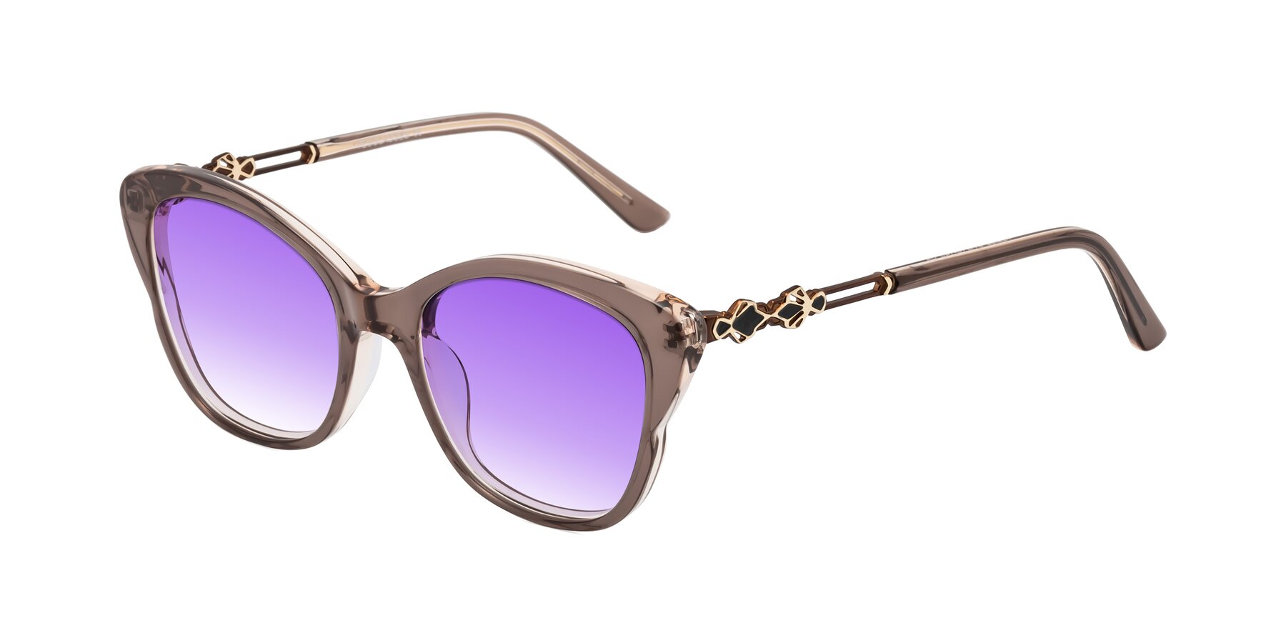 Angle of Azalea in Rose Taupe with Purple Gradient Lenses