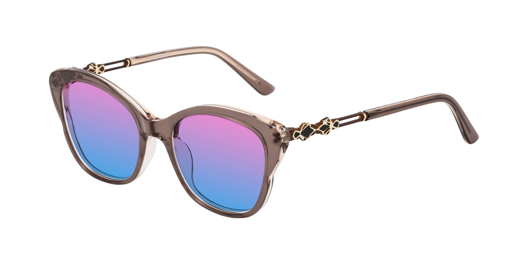 Angle of Azalea in Rose Taupe with Pink / Blue Gradient Lenses