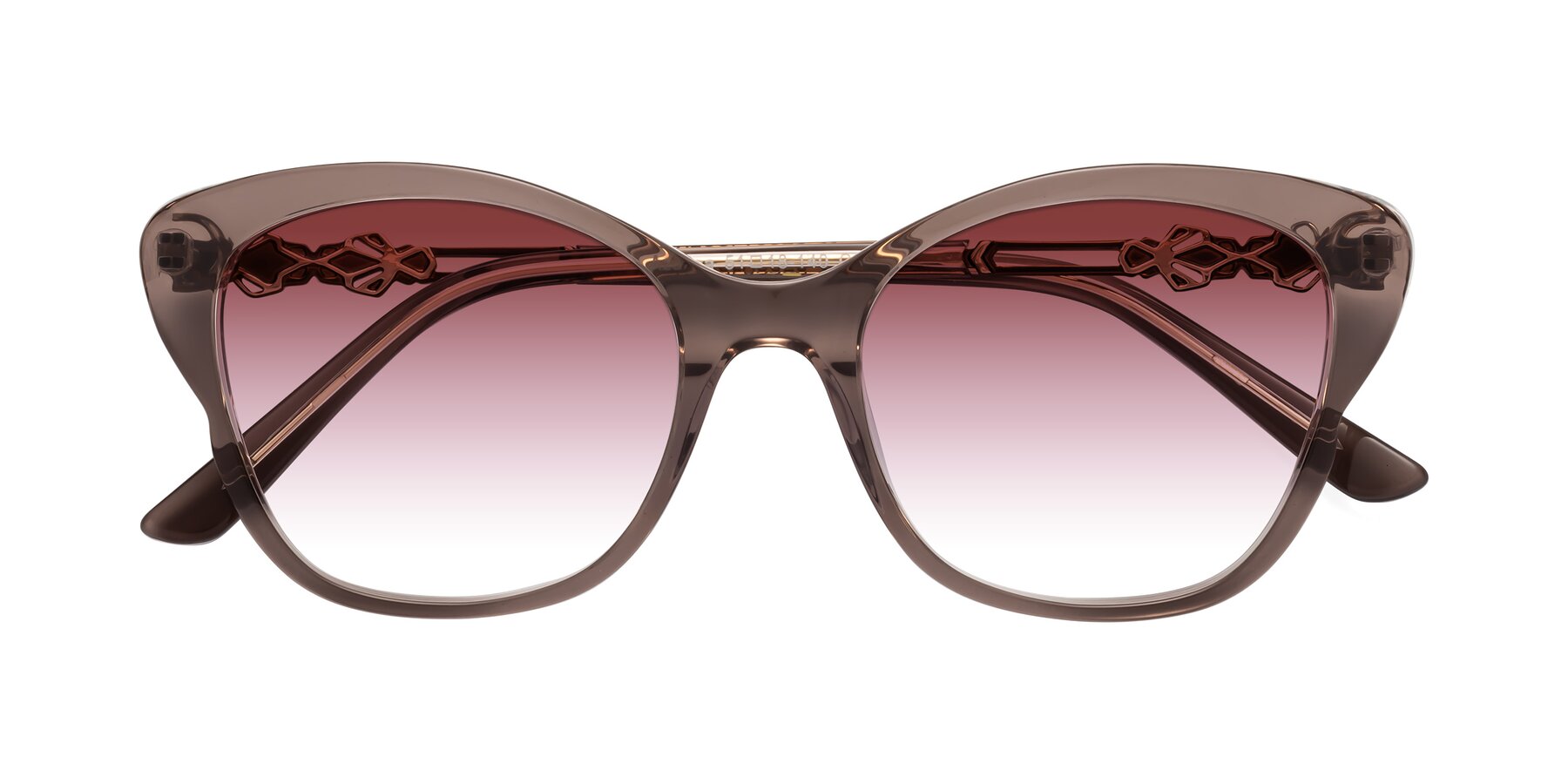 Folded Front of Azalea in Rose Taupe with Garnet Gradient Lenses