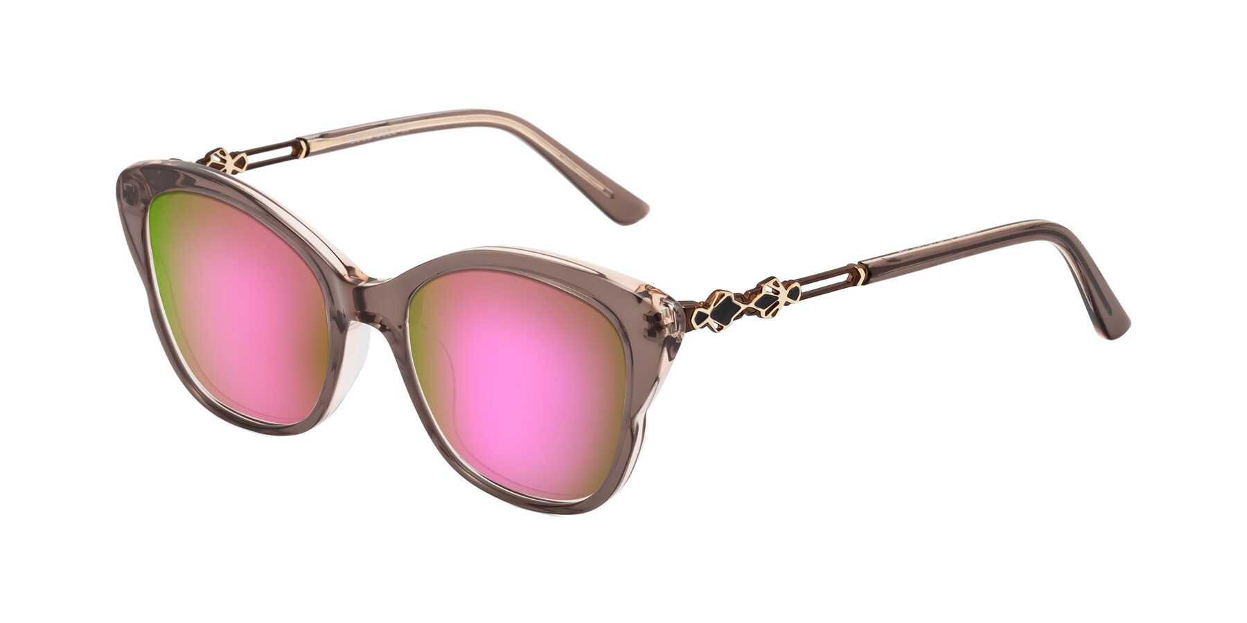 Angle of Azalea in Rose Taupe with Pink Mirrored Lenses