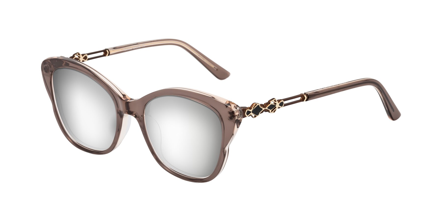 Angle of Azalea in Rose Taupe with Silver Mirrored Lenses