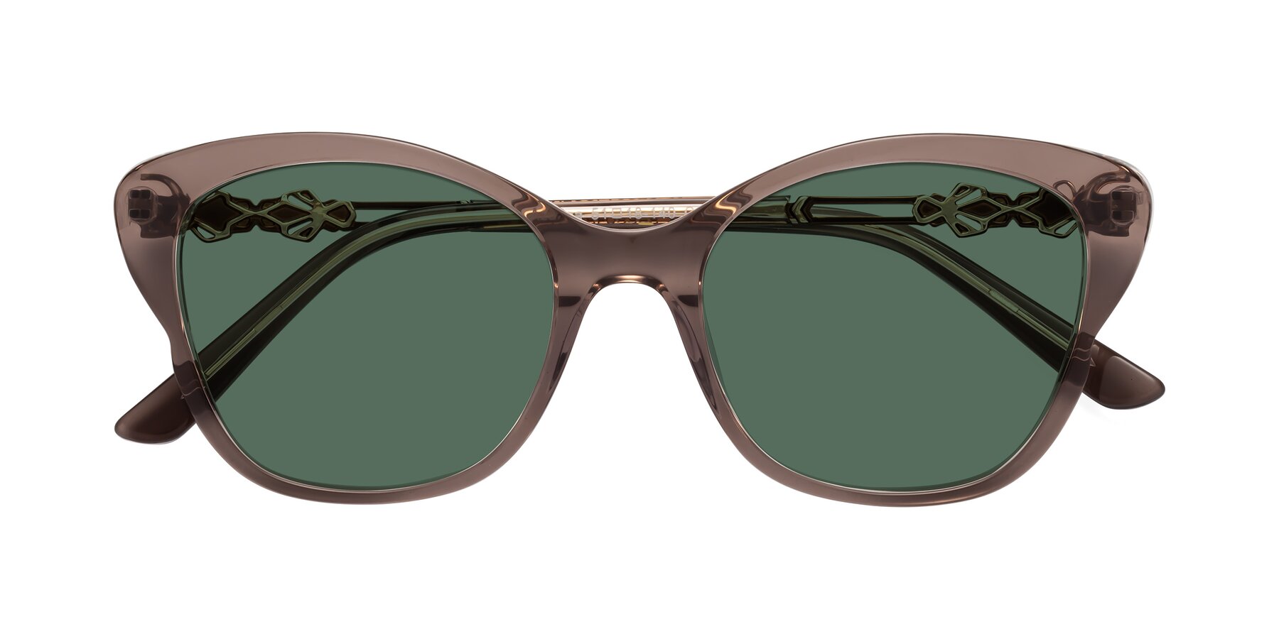 Folded Front of Azalea in Rose Taupe with Green Polarized Lenses