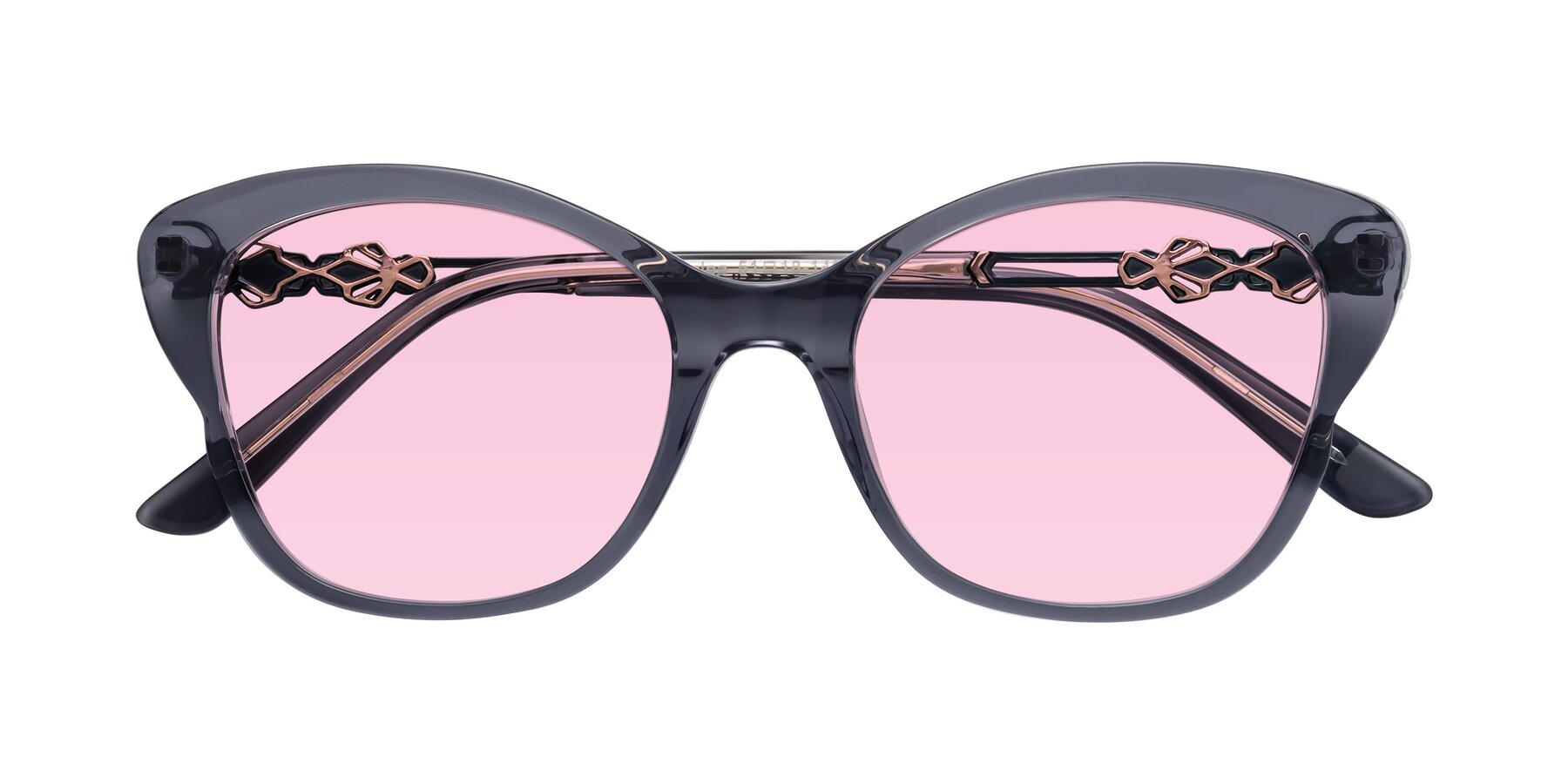 Folded Front of Azalea in Blue Gray with Light Pink Tinted Lenses