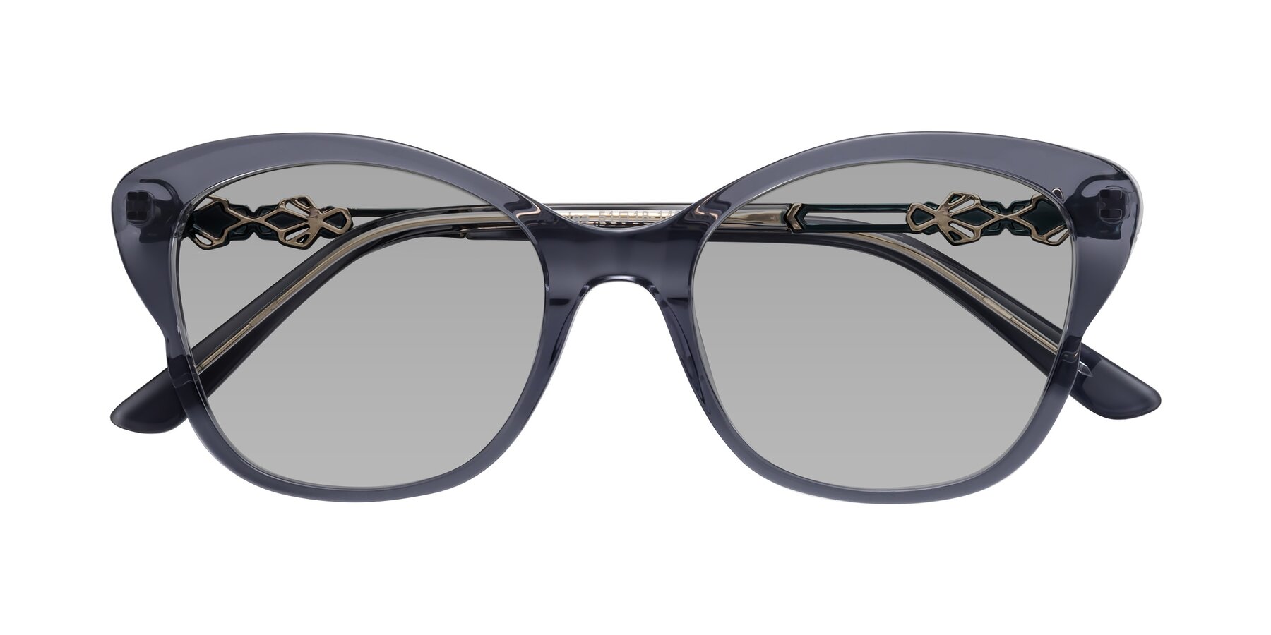 Folded Front of Azalea in Blue Gray with Light Gray Tinted Lenses