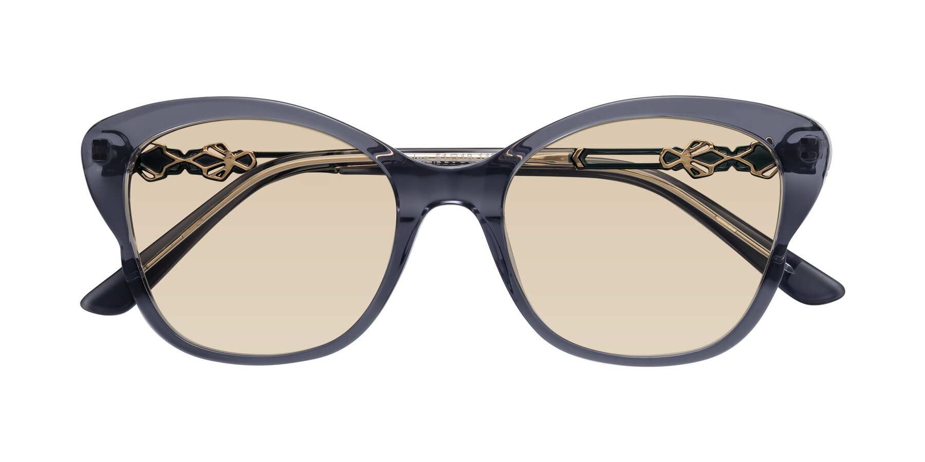 Folded Front of Azalea in Blue Gray with Light Brown Tinted Lenses