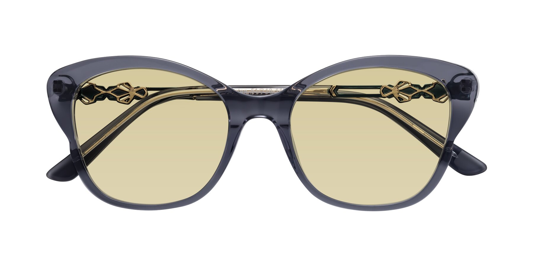 Folded Front of Azalea in Blue Gray with Light Champagne Tinted Lenses