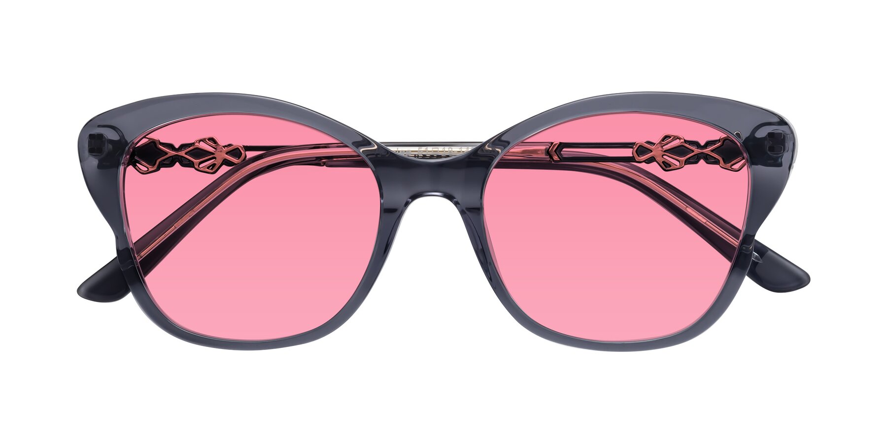 Folded Front of Azalea in Blue Gray with Pink Tinted Lenses