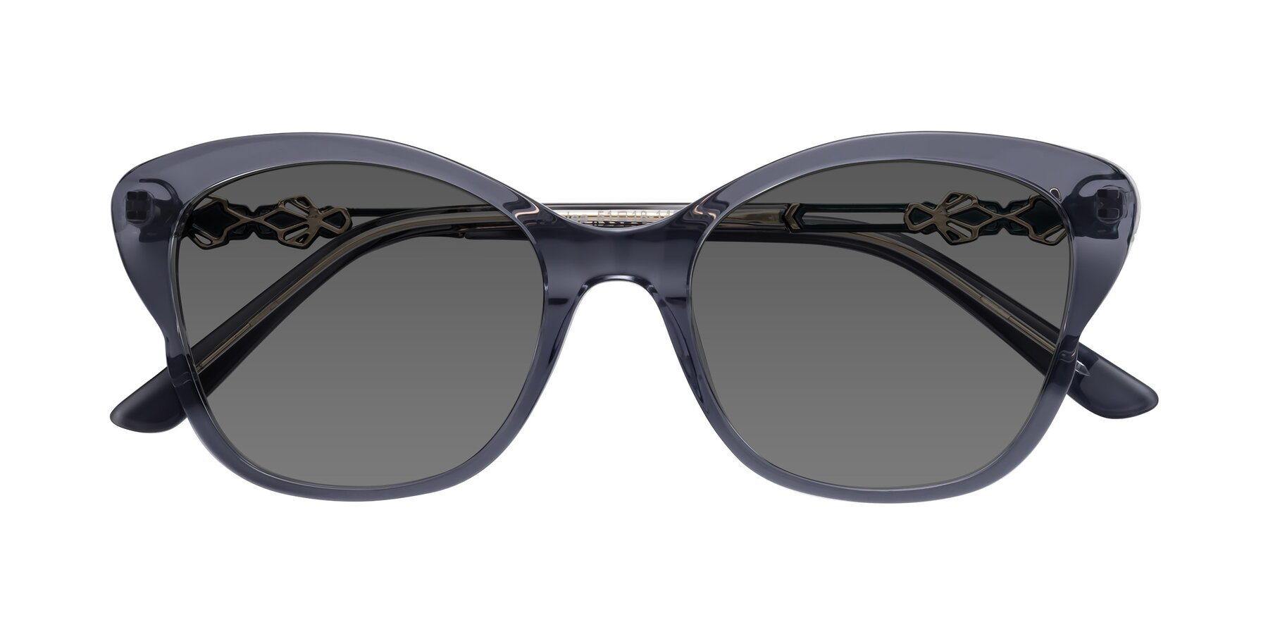 Folded Front of Azalea in Blue Gray with Medium Gray Tinted Lenses