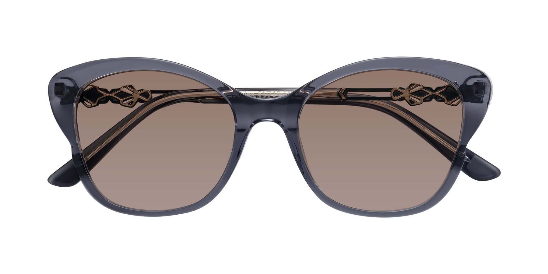 Folded Front of Azalea in Blue Gray with Medium Brown Tinted Lenses