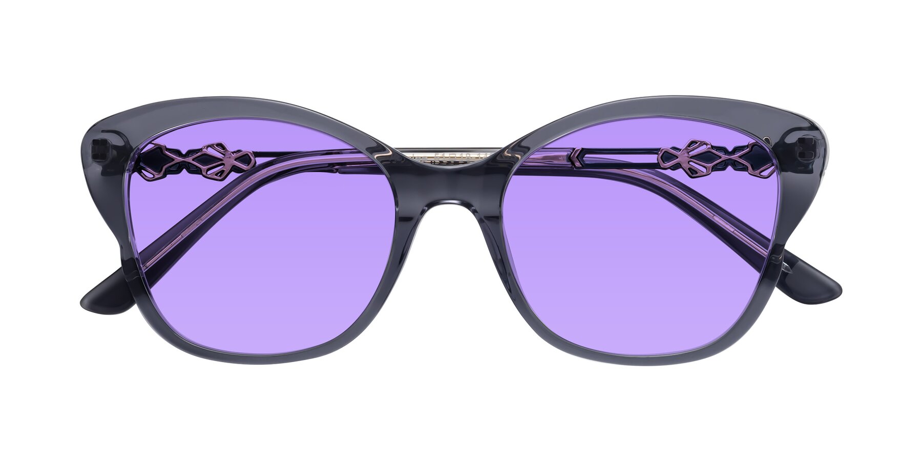 Folded Front of Azalea in Blue Gray with Medium Purple Tinted Lenses