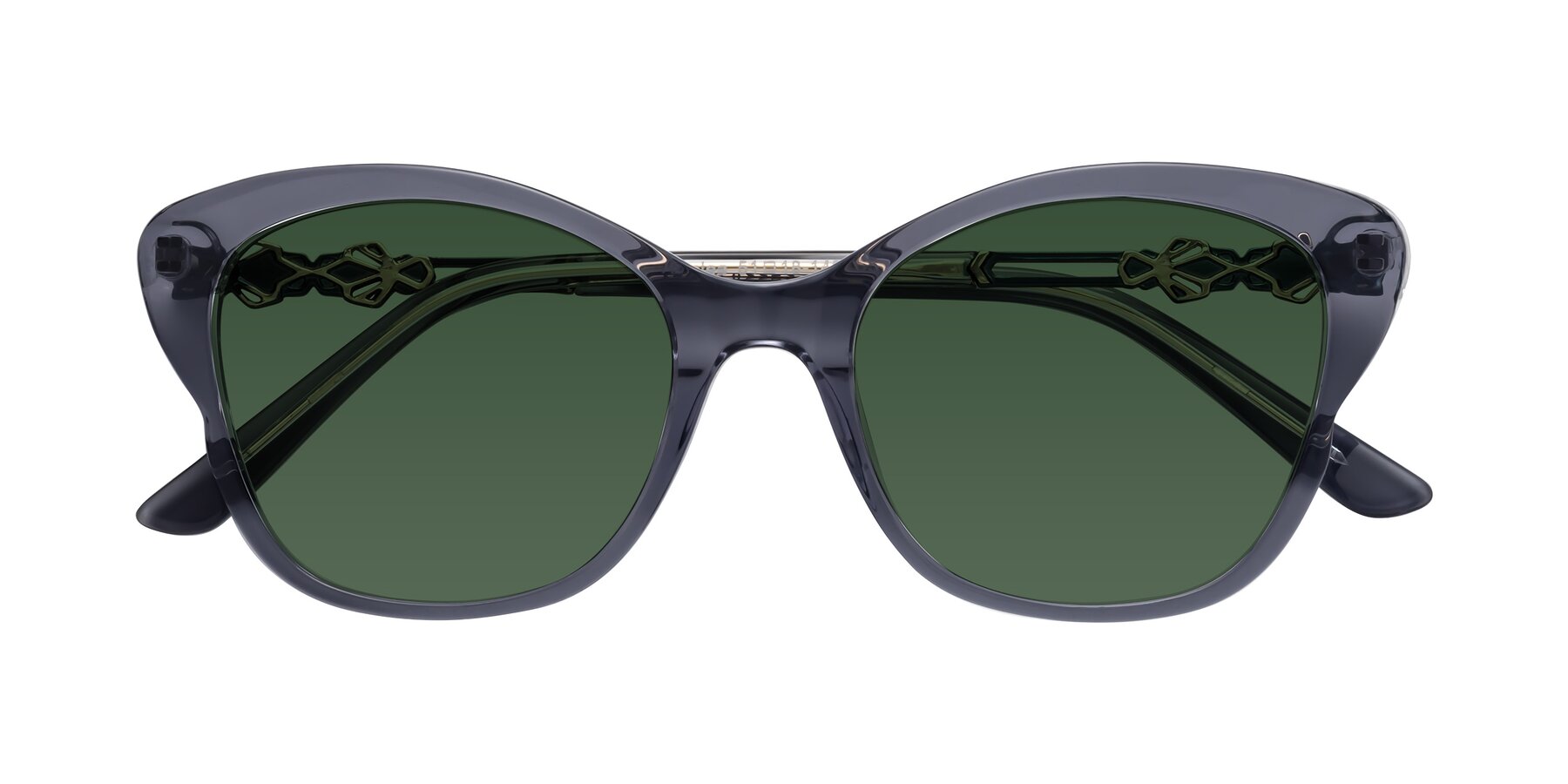 Folded Front of Azalea in Blue Gray with Green Tinted Lenses