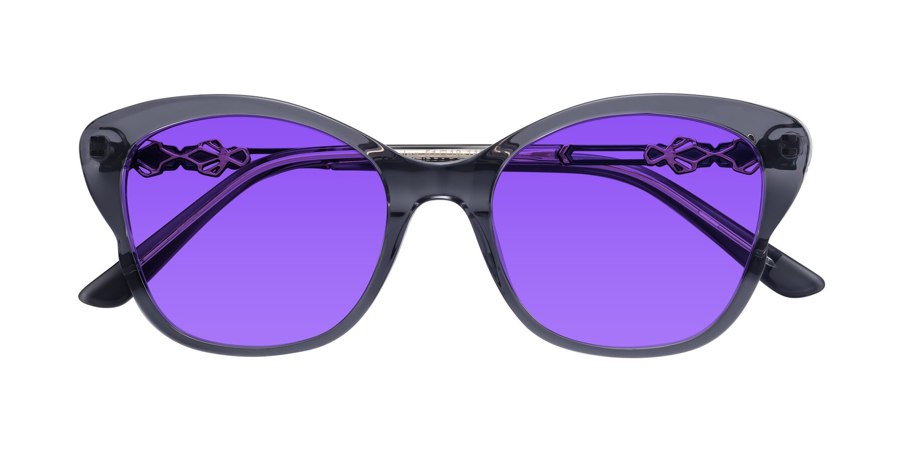 Folded Front of Azalea in Blue Gray with Purple Tinted Lenses