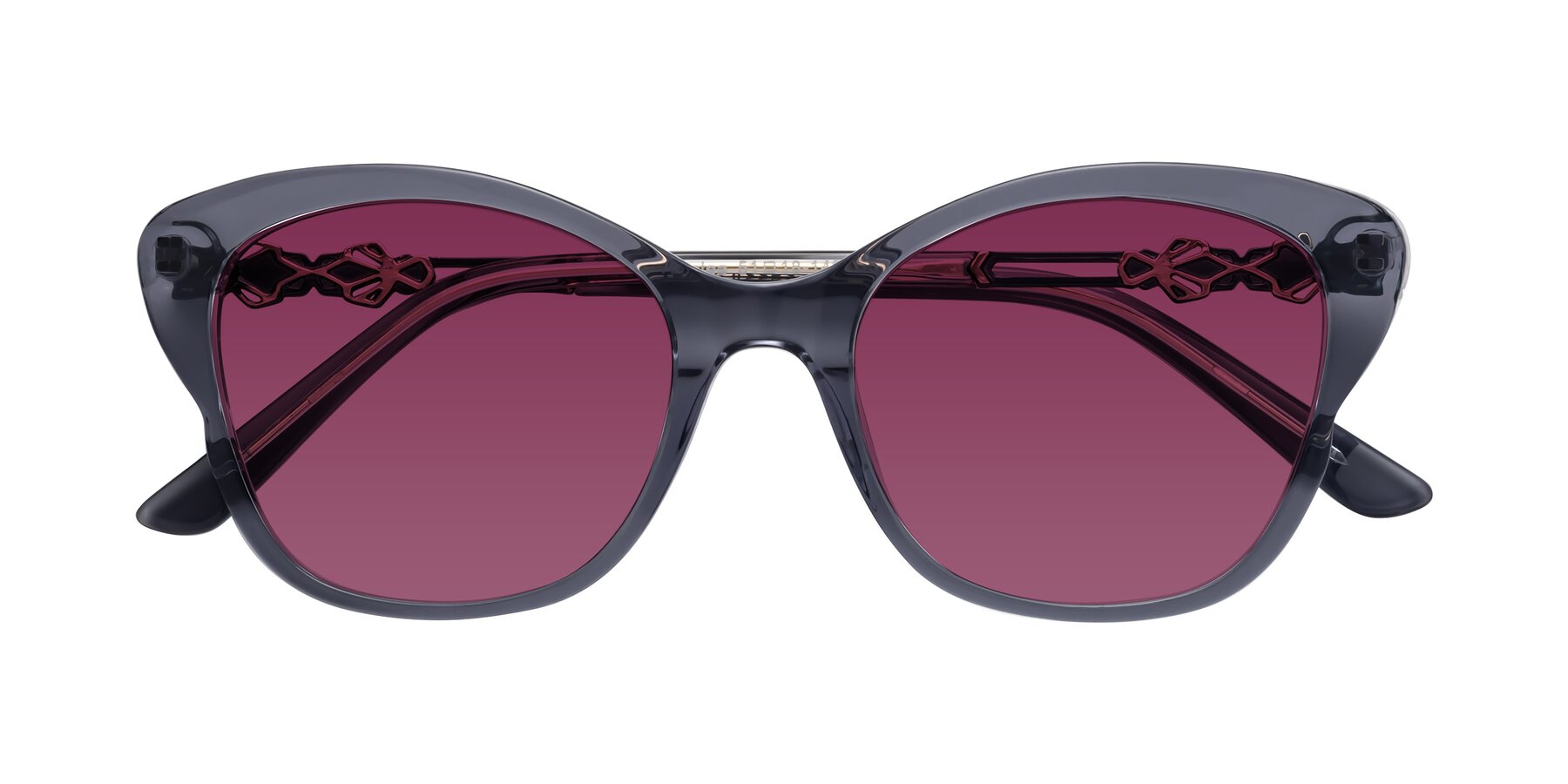 Folded Front of Azalea in Blue Gray with Wine Tinted Lenses