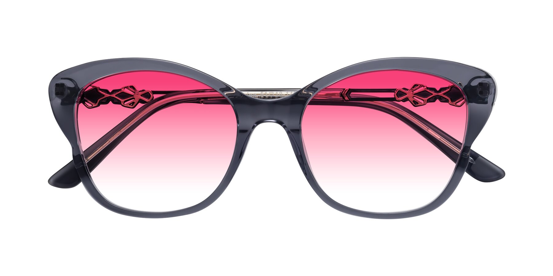 Folded Front of Azalea in Blue Gray with Pink Gradient Lenses