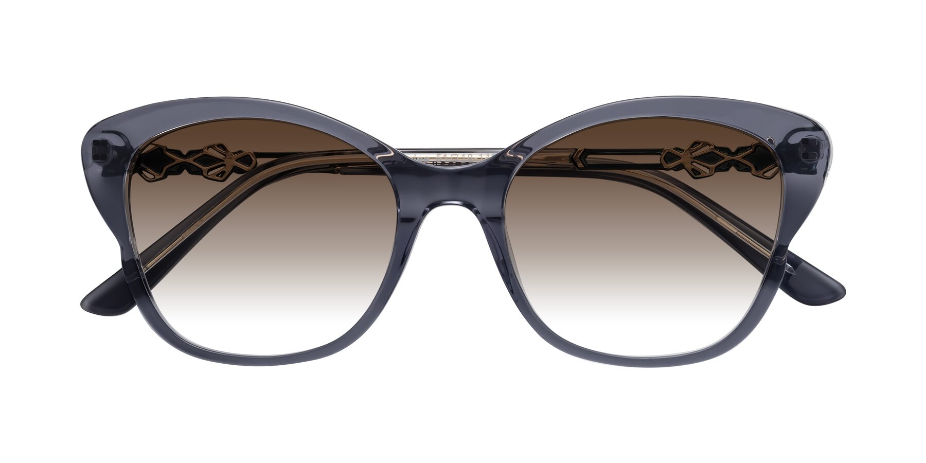 Folded Front of Azalea in Blue Gray with Brown Gradient Lenses