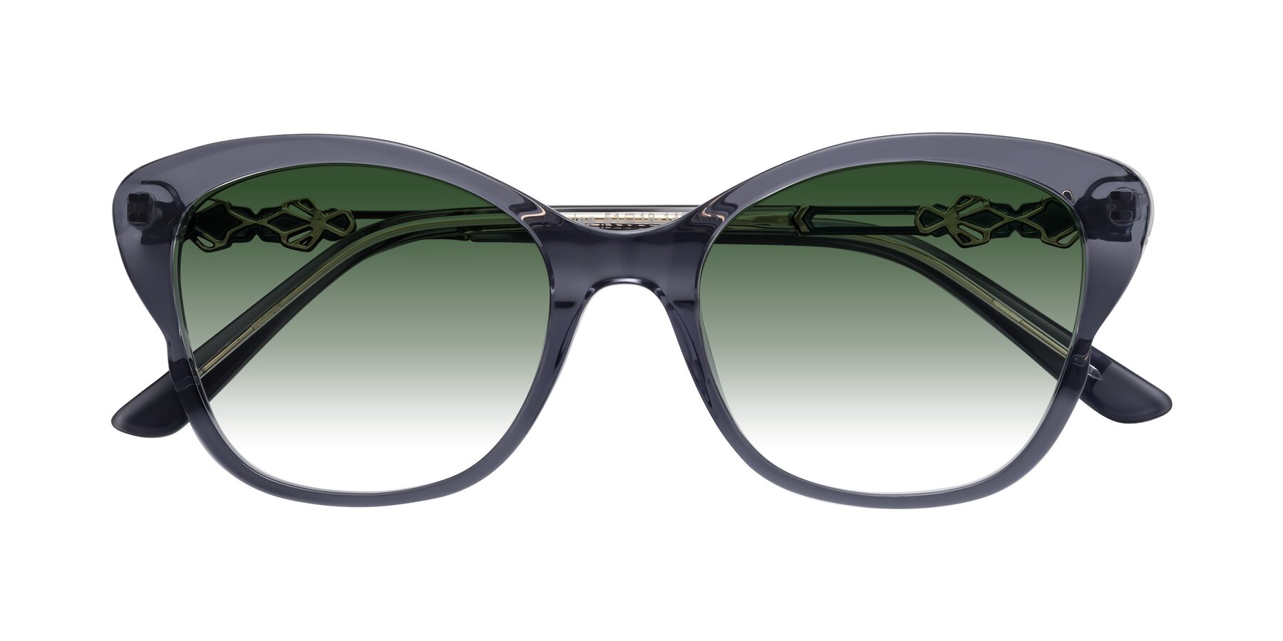 Folded Front of Azalea in Blue Gray with Green Gradient Lenses